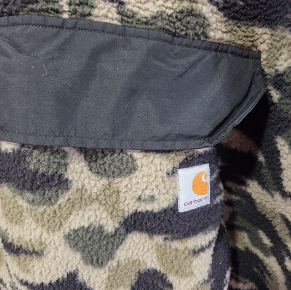 Carhartt Men’s XL Camouflage Relaxed Fit 1/4 Snap Pile Fleece Pullover Jacket - Picture 3 of 5